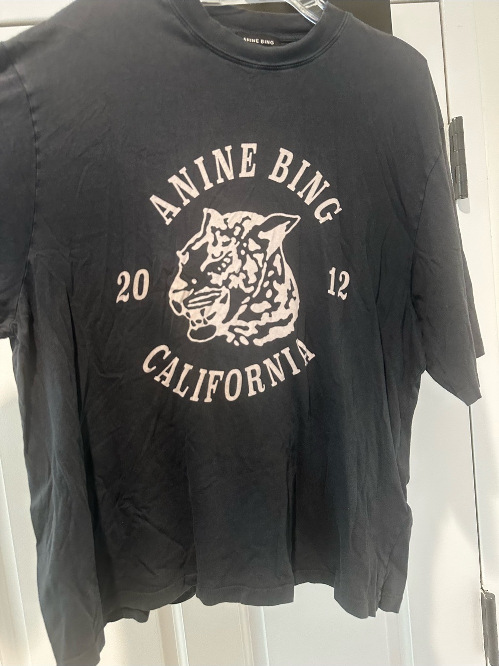 Anine Bing Charcoal Graphic Tee with White Logo - Picture 2 of 4
